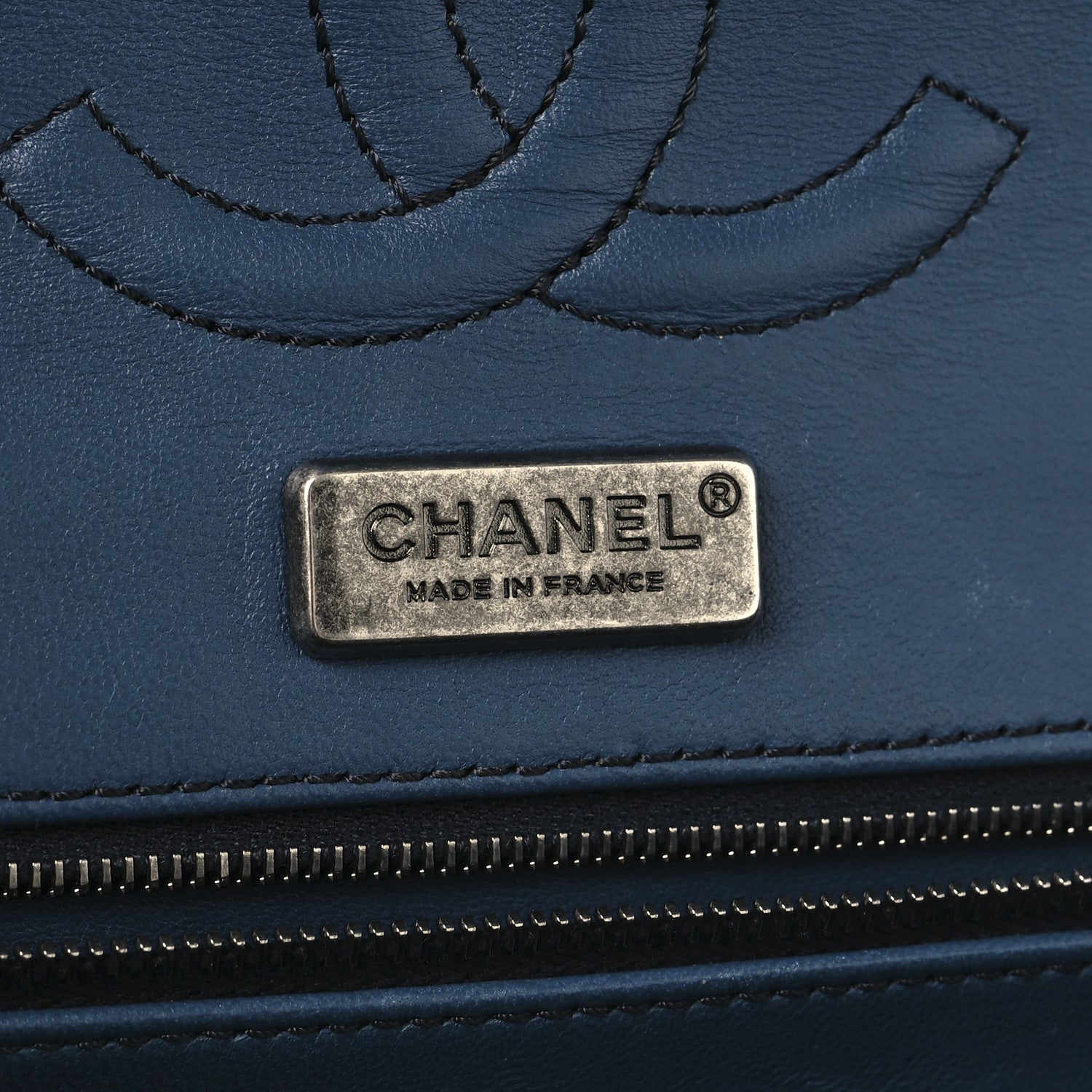 Metallic Snakeskin Medium Double Flap Blue