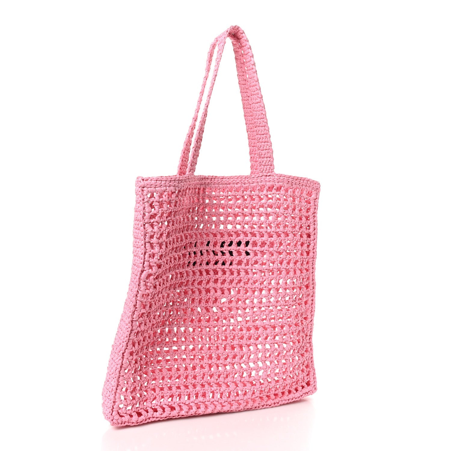 Yarn Raffia Effect Crochet Logo Embroidered Tote Bag Petalo