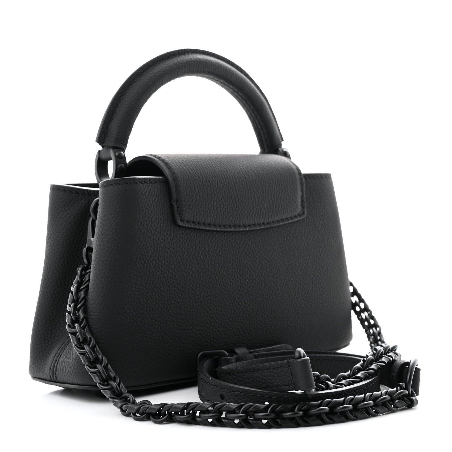 Matte Taurillon Capucines East West Mini All Black