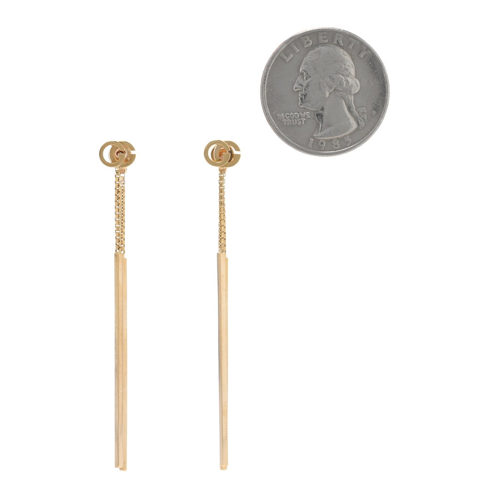 18K Yellow Gold Running G Drop Chain Earrings