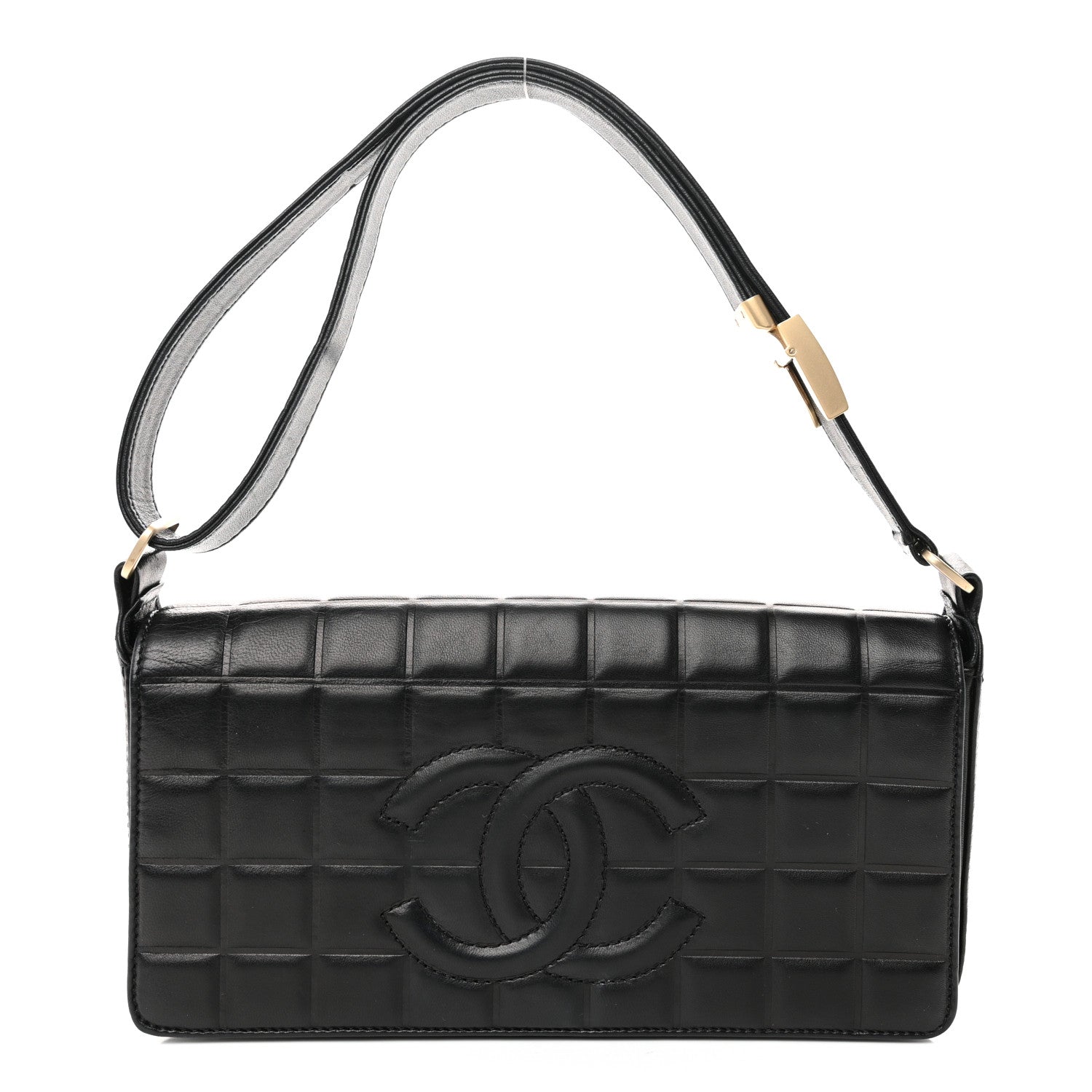 Lambskin Quilted CC Chocolate Bar Flap Black