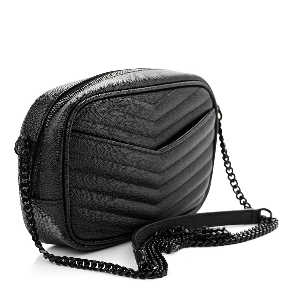 Grain De Poudre Matelasse Monochrome Monogram Mini Lou Camera Bag Black