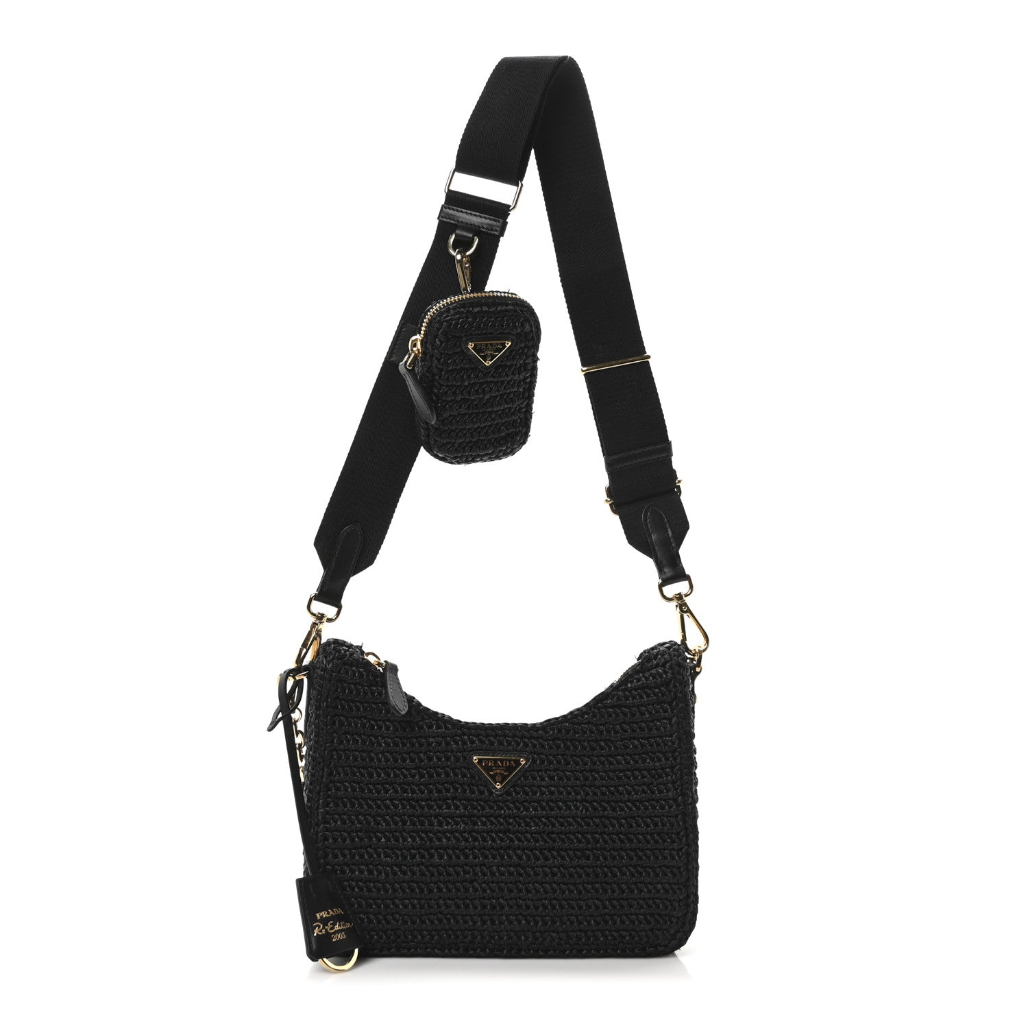Yarn Raffia Effect Crochet Re-Edition 2005 Shoulder Bag Black
