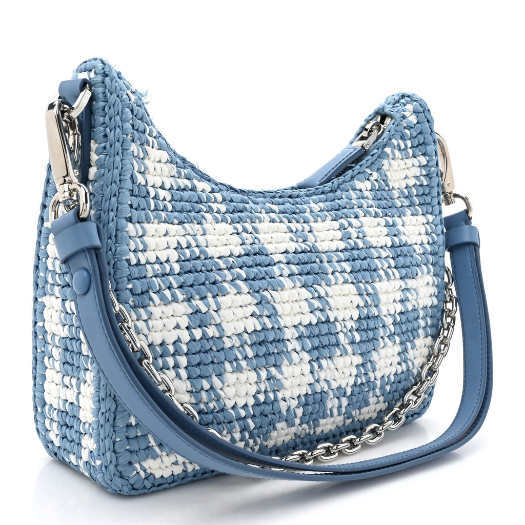 Yarn Raffia Effect Crochet Embroidered Mini Re-Edition 1978 Shoulder Bag Celeste