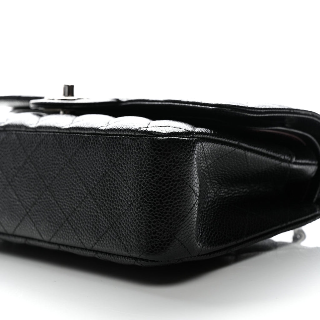 Caviar Quilted Medium Double Flap Black