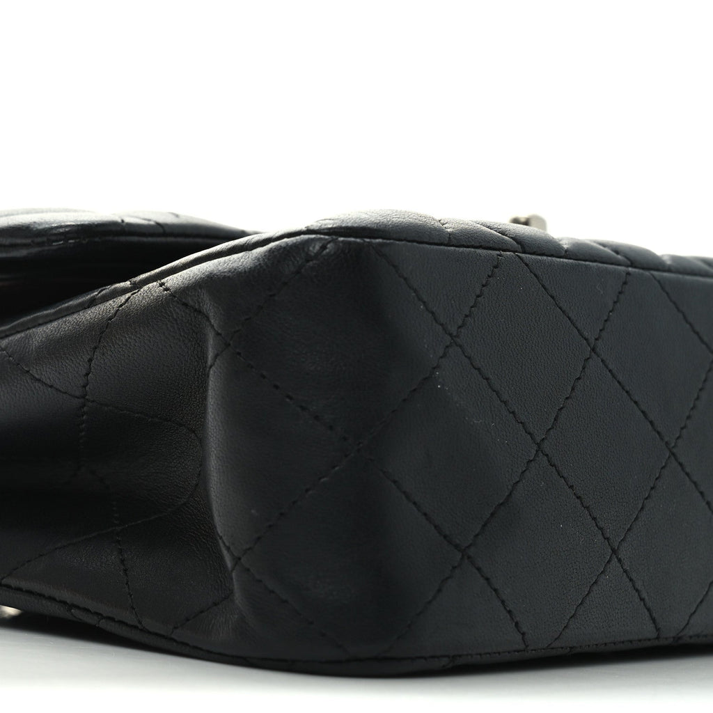 Lambskin Quilted Small Double Flap Black