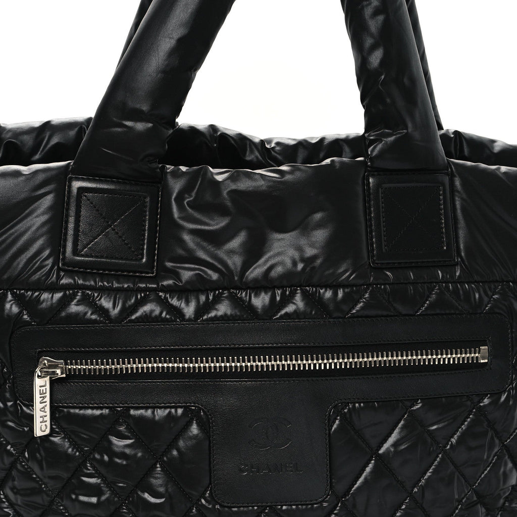 Nylon Quilted Large Coco Cocoon Tote Black