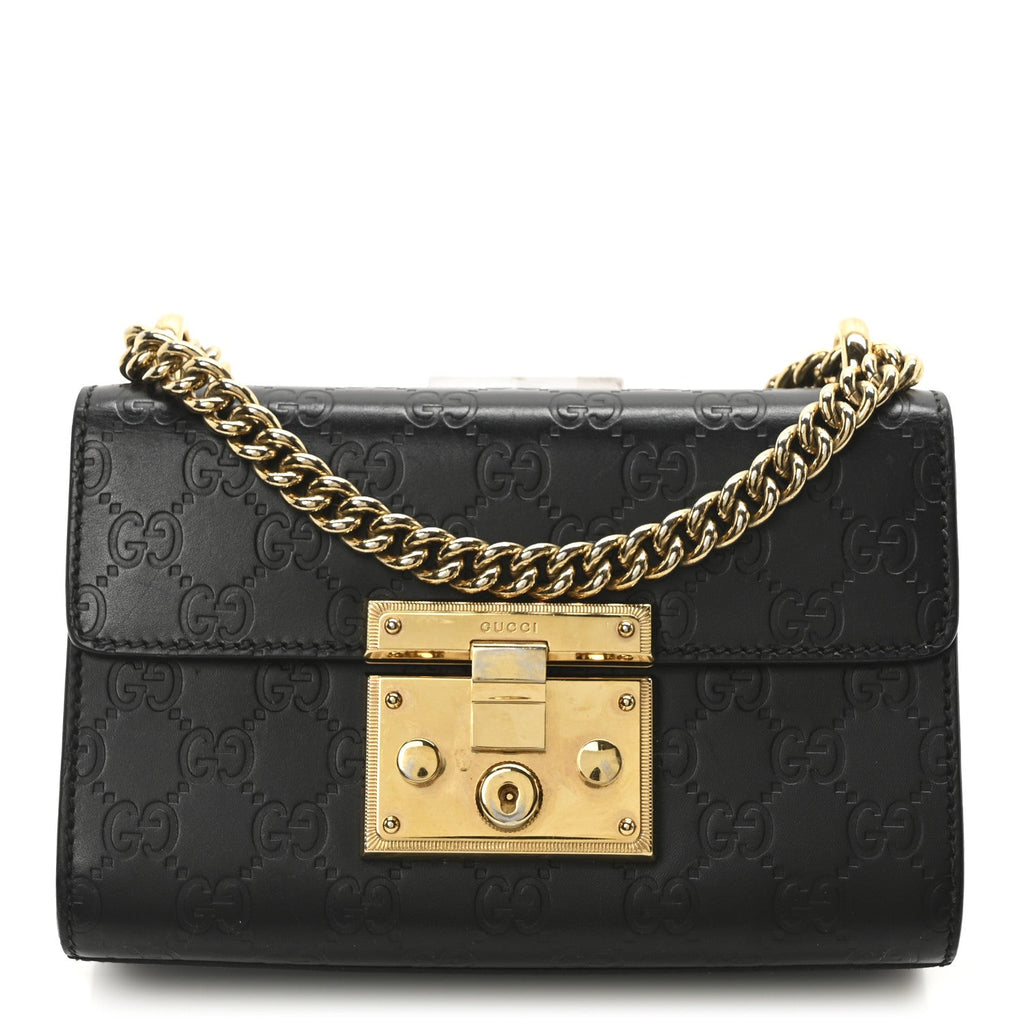 Guccissima Small Padlock Shoulder Bag Black
