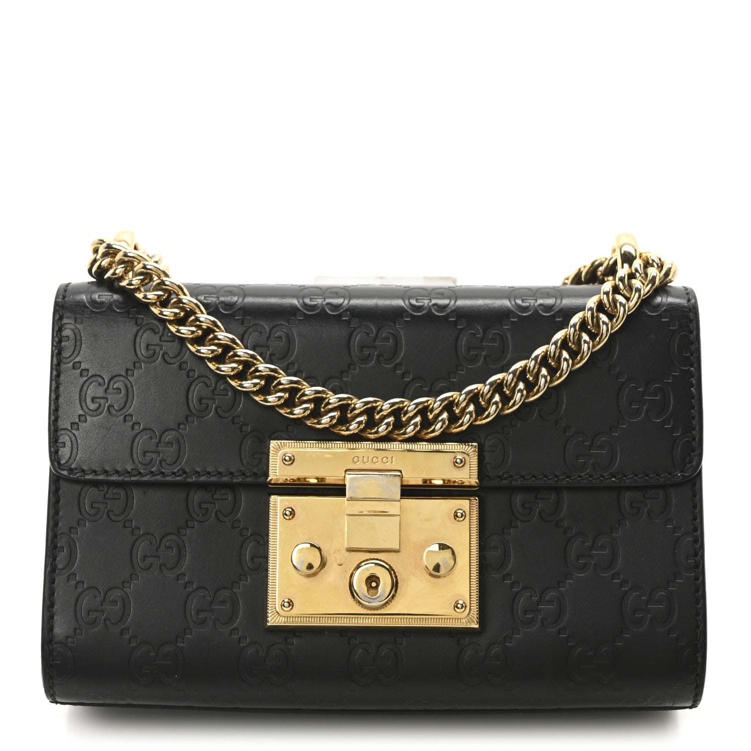 Guccissima Small Padlock Shoulder Bag Black