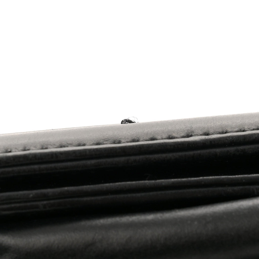 Glazed Calfskin Large Boy Flap Black