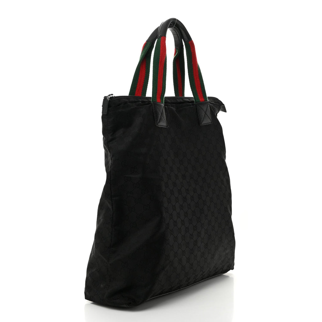 GG Monogram Large Web Handle Vertical Tote Black
