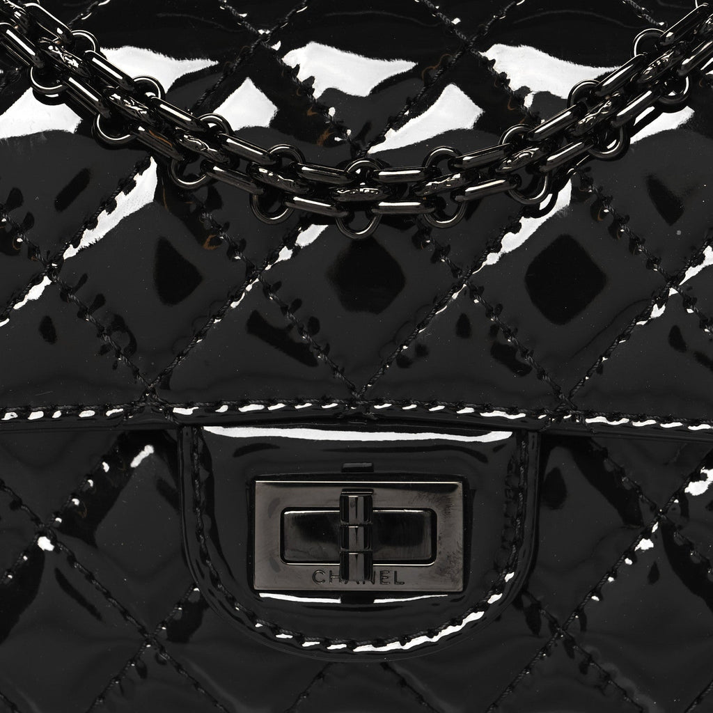 Patent Calfskin Quilted 2.55 Reissue Mini Flap So Black