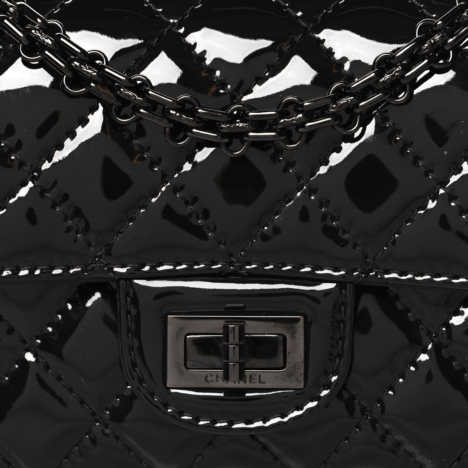Patent Calfskin Quilted 2.55 Reissue Mini Flap So Black