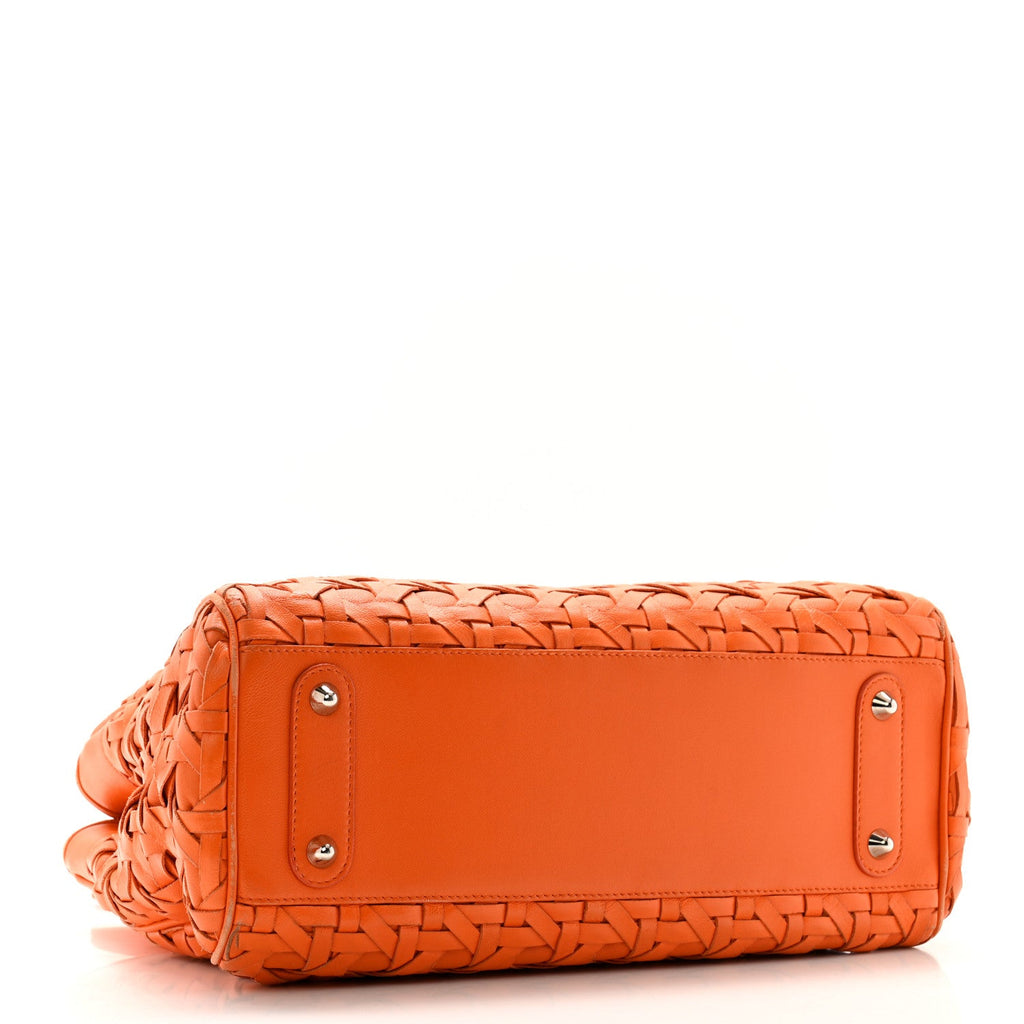 Lambskin Woven Lady Dior Avenue Tote Orange