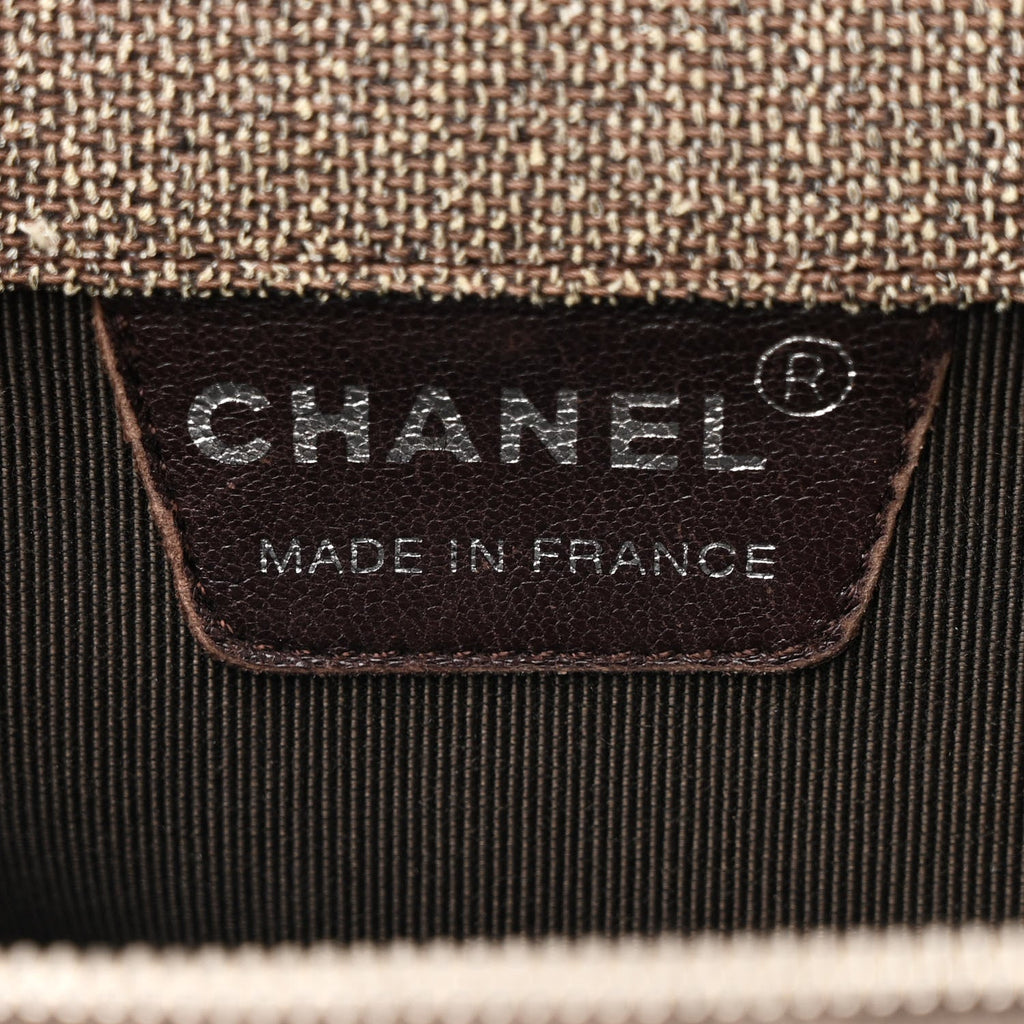 Tweed Quilted Chocolate Bar Tote Beige