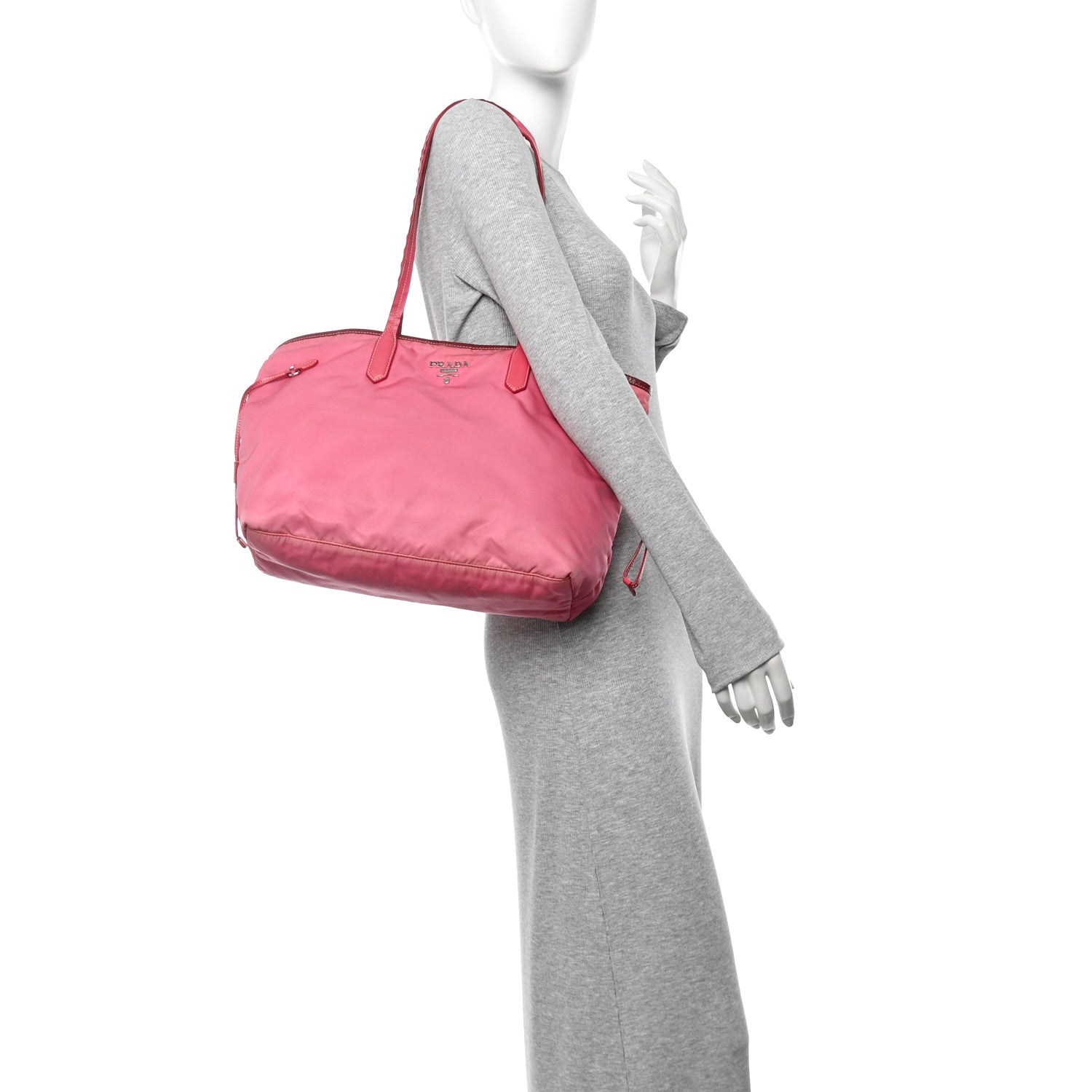 Tessuto Nylon Saffiano Shopping Tote Begonia
