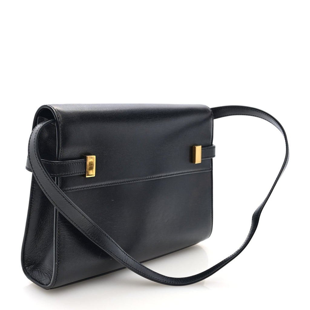Smooth Calfskin Small Manhattan Shoulder Bag Black
