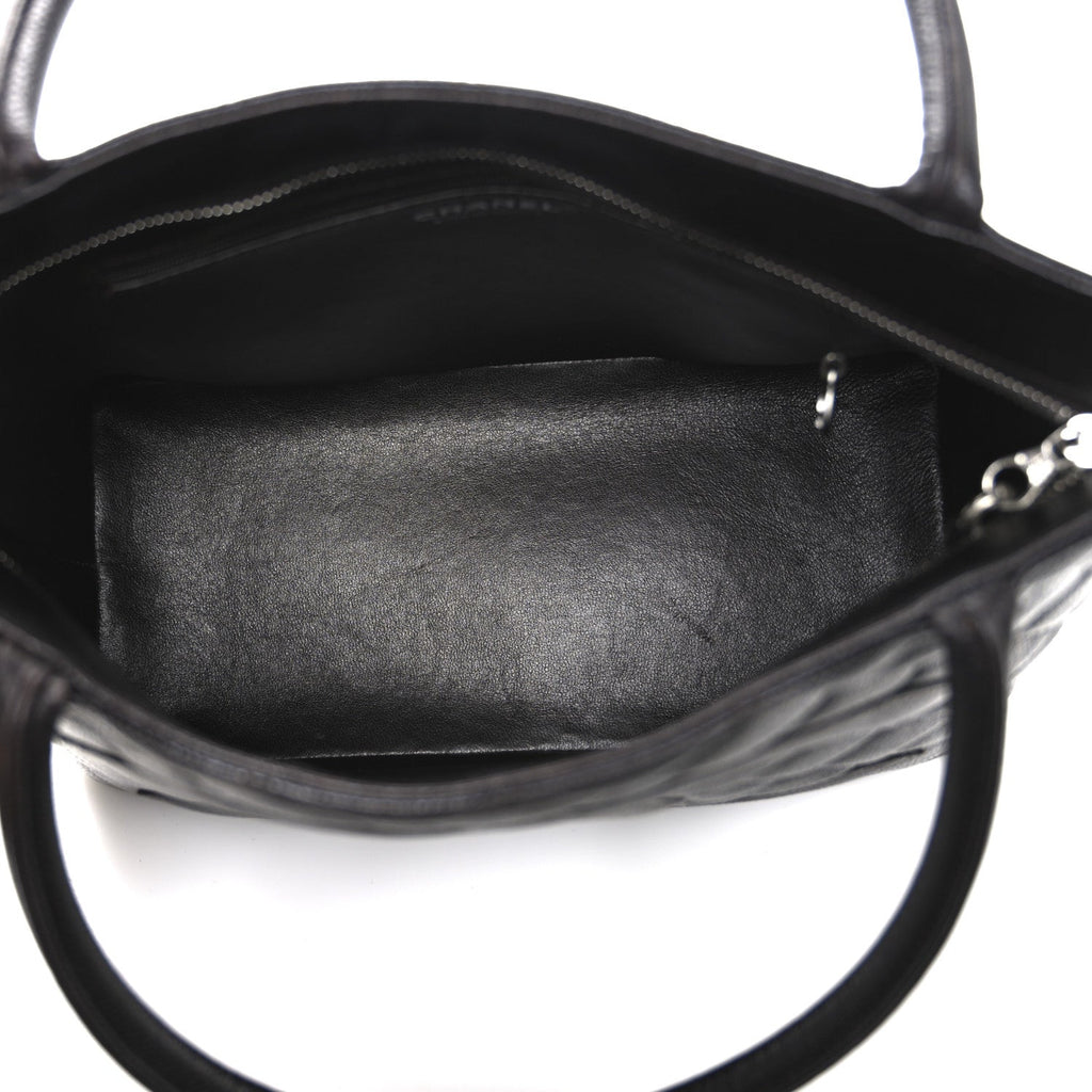 Caviar Quilted Medallion Tote Dark Brown