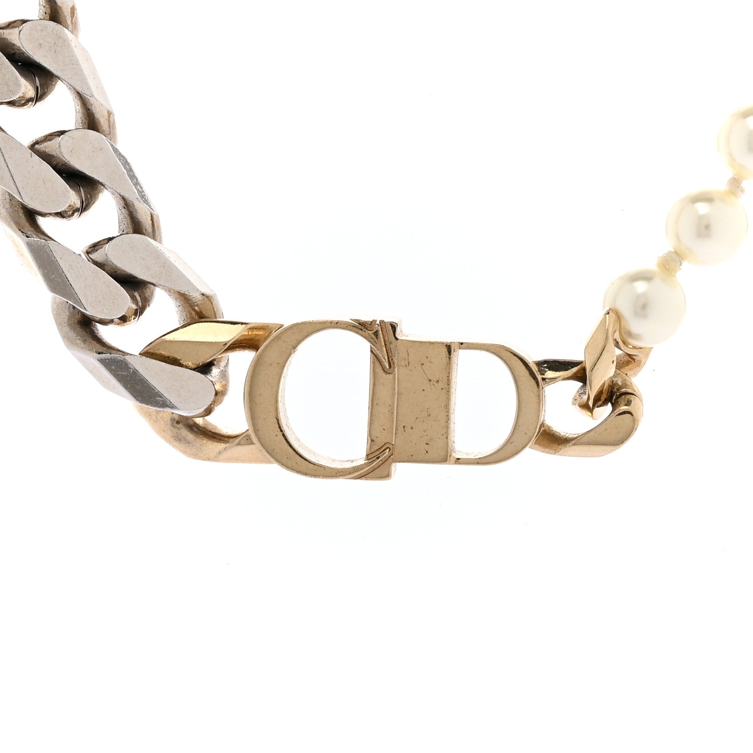 Metal Pearl Danseuse Etoile Chain Choker Necklace Gold Silver