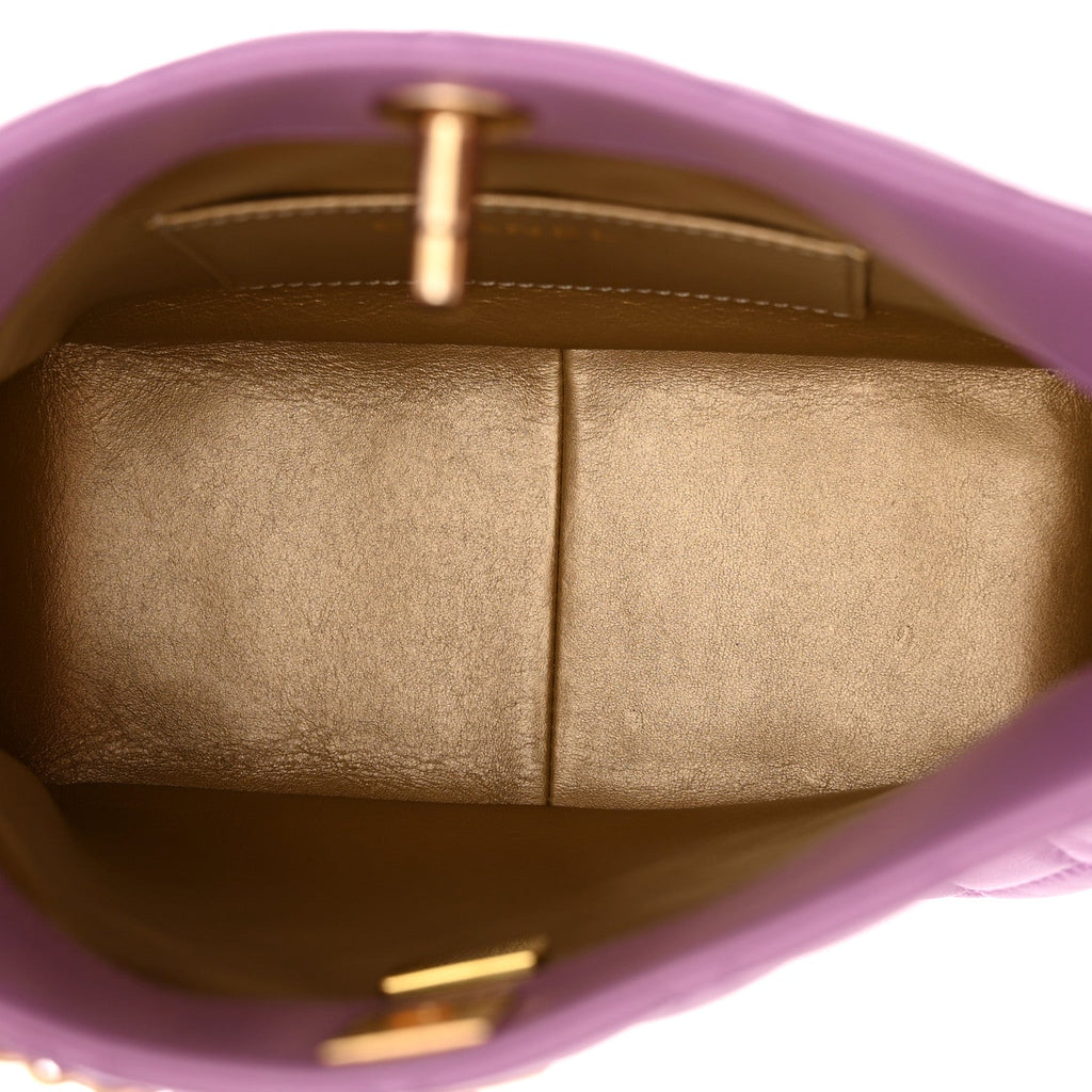 Lambskin Quilted Small Pearl Crush Hobo Purple