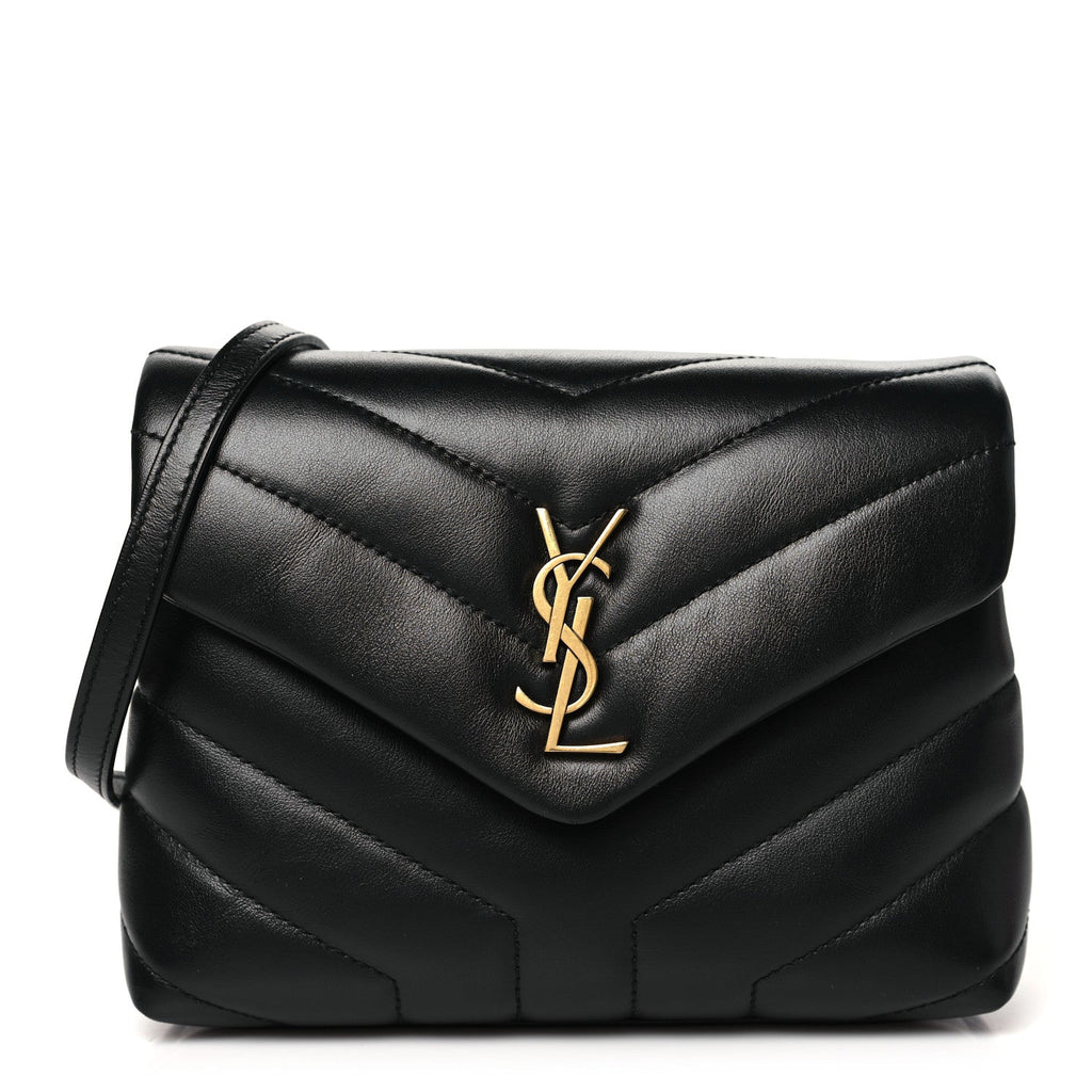 Calfskin Y Quilted Monogram Toy Loulou Crossbody Bag Black