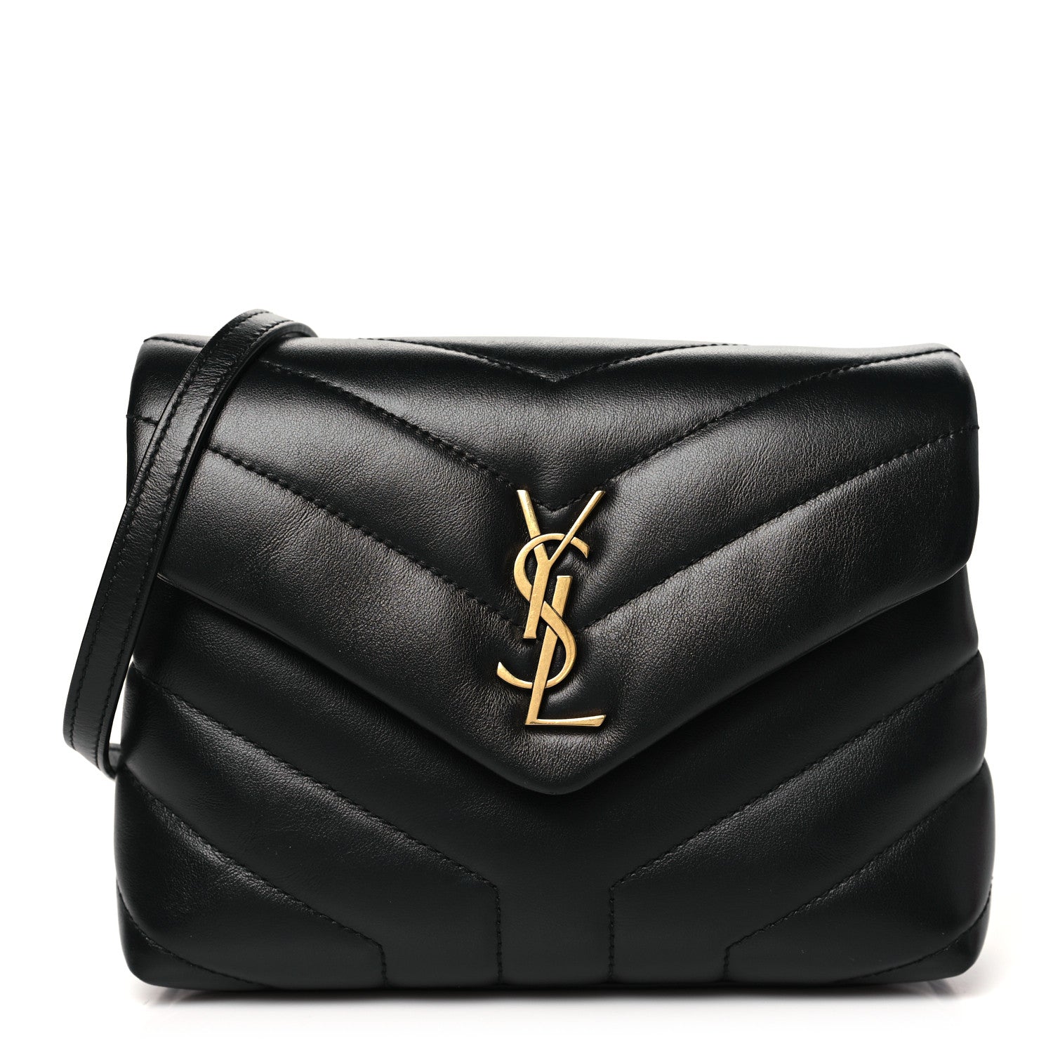 Calfskin Y Quilted Monogram Toy Loulou Crossbody Bag Black