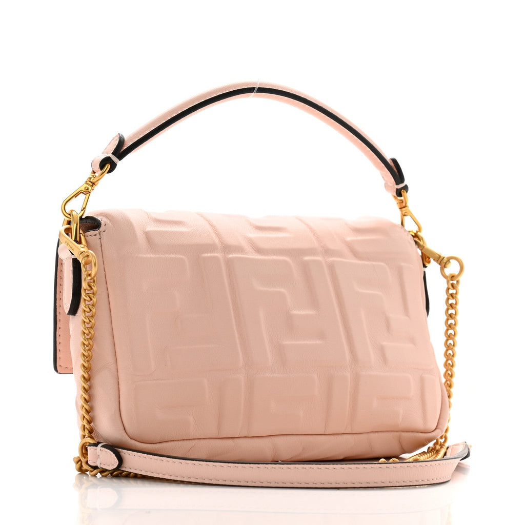Nappa FF 1974 Embossed Mini Baguette Rosa Quarzo