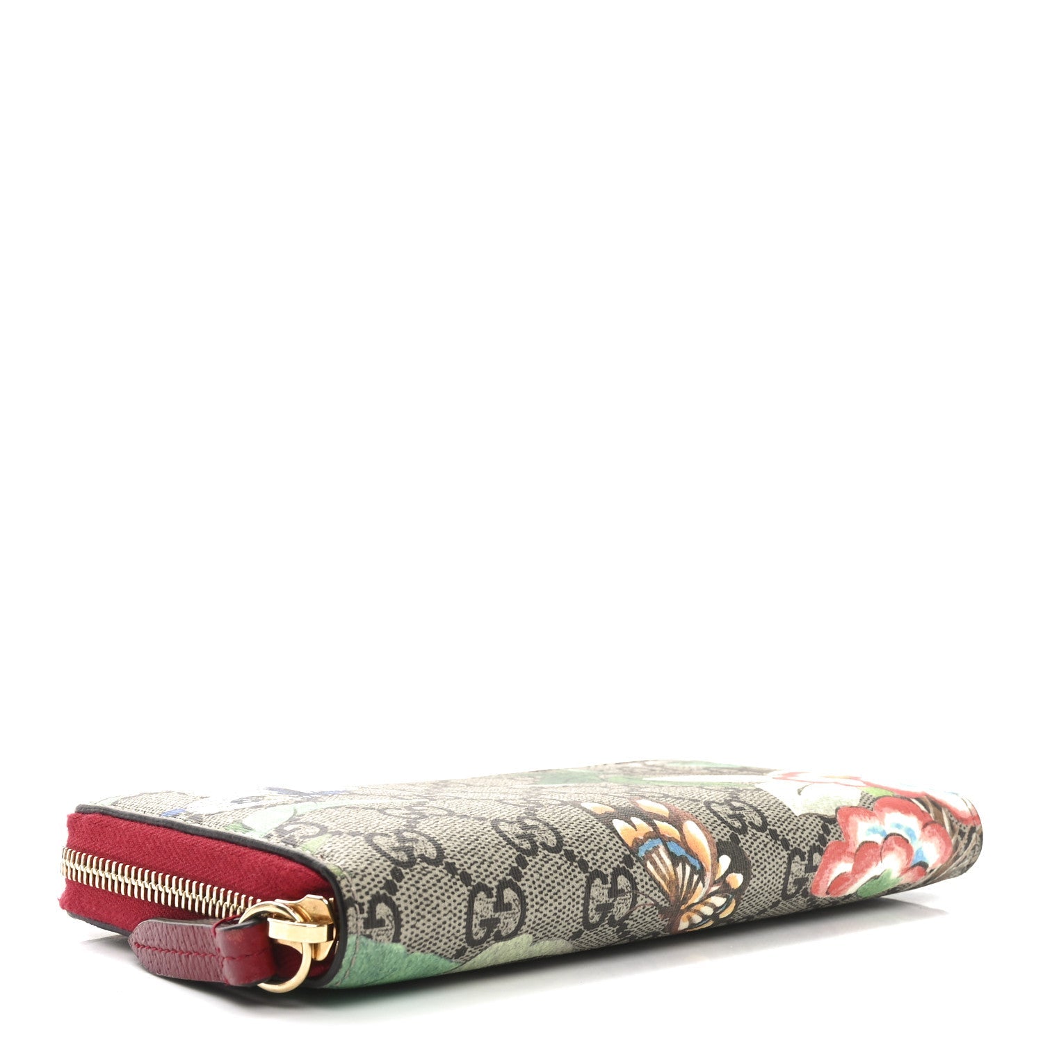 GG Supreme Monogram Tian Zip Around Wallet Beige Multicolor Red