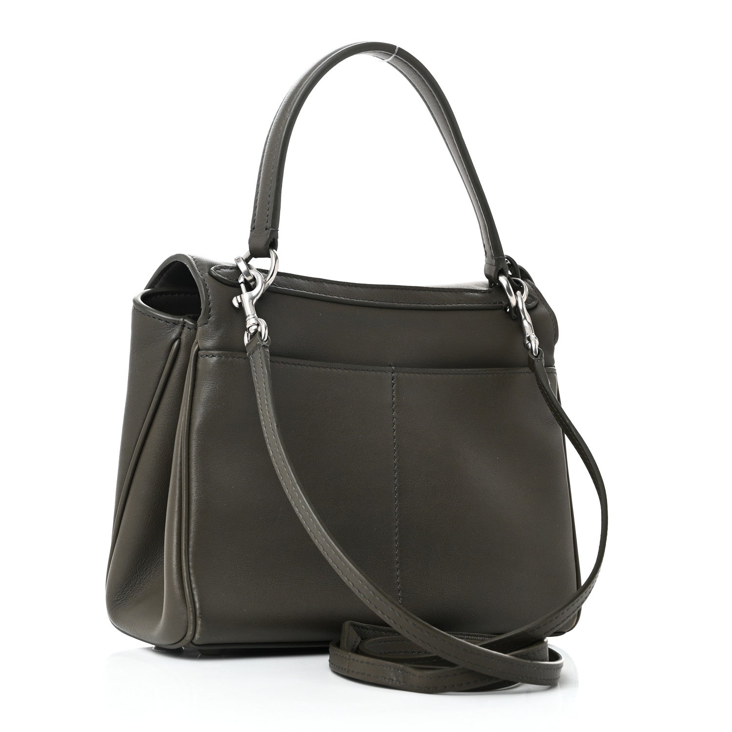 Natural Smooth Calfskin Mini Rodeo Top Handle Handbag Grey