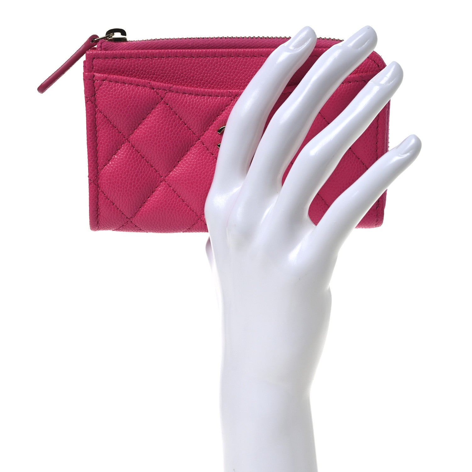 Caviar Quilted CC Zip Around  Holder Pink