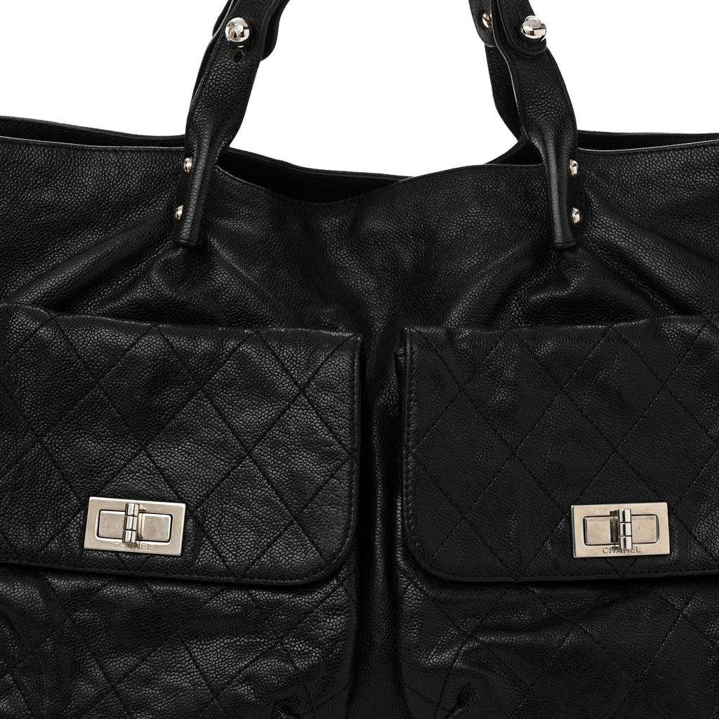 Glazed Caviar Reissue Double Pocket In The City Tote Black