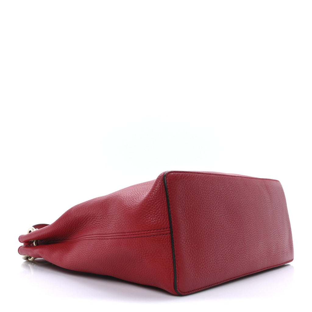 Pebbled Calfskin Large Soho Hobo Tabasco Red
