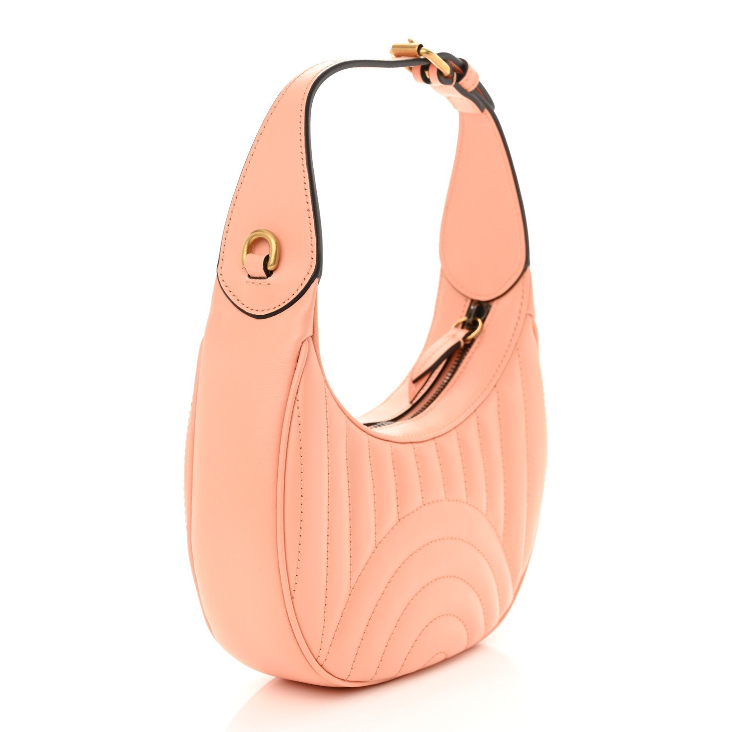 Calfskin Vertical Ring Matelasse Mini GG Marmont Half Moon Hobo Peachy Chic