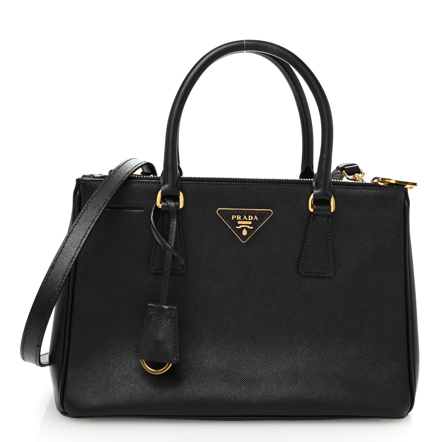 Saffiano Small Galleria Double Zip Tote Black