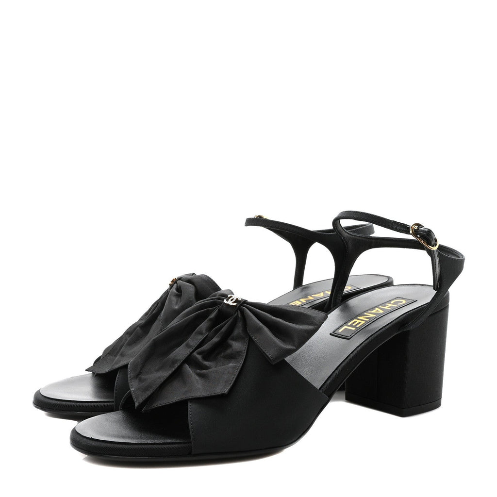 Silk Bow CC Platform Sandals 41 Black