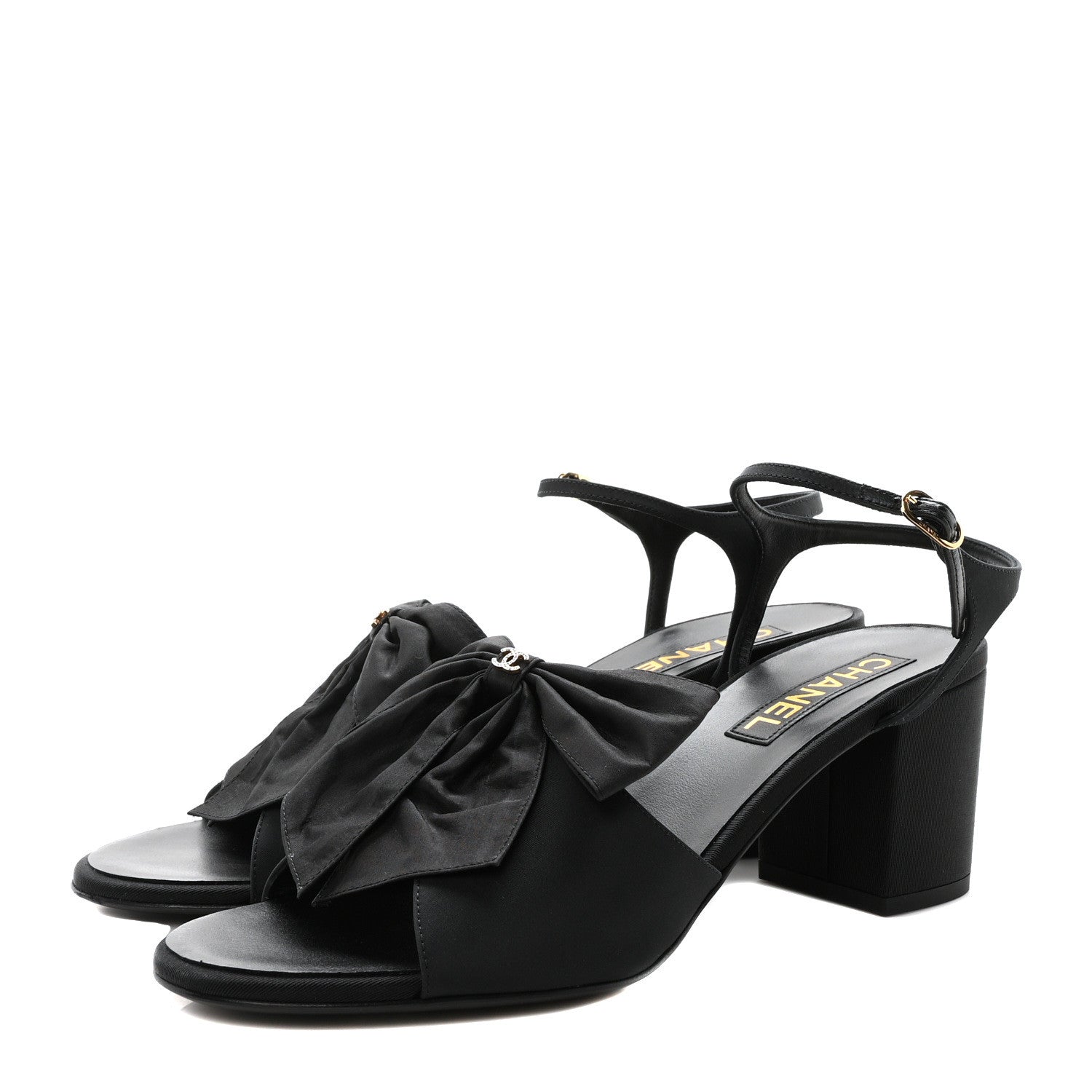 Silk Bow CC Platform Sandals 41 Black