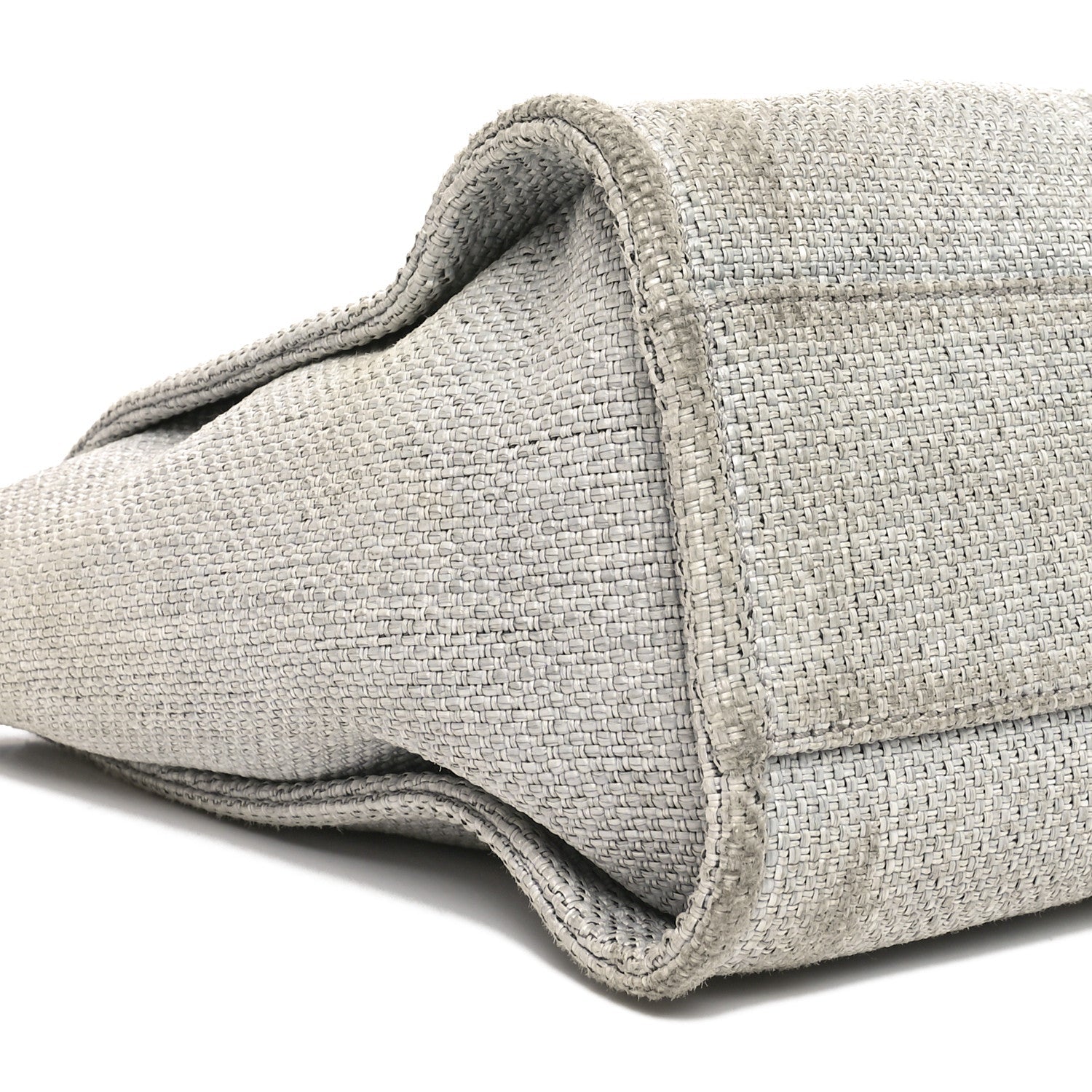 Woven Straw Raffia Small Deauville Tote Grey