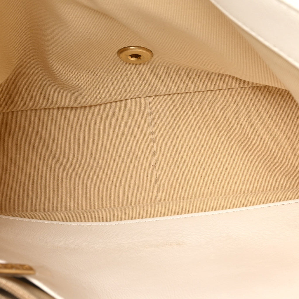 Lambskin Quilted Large CC Funky Town Flap White