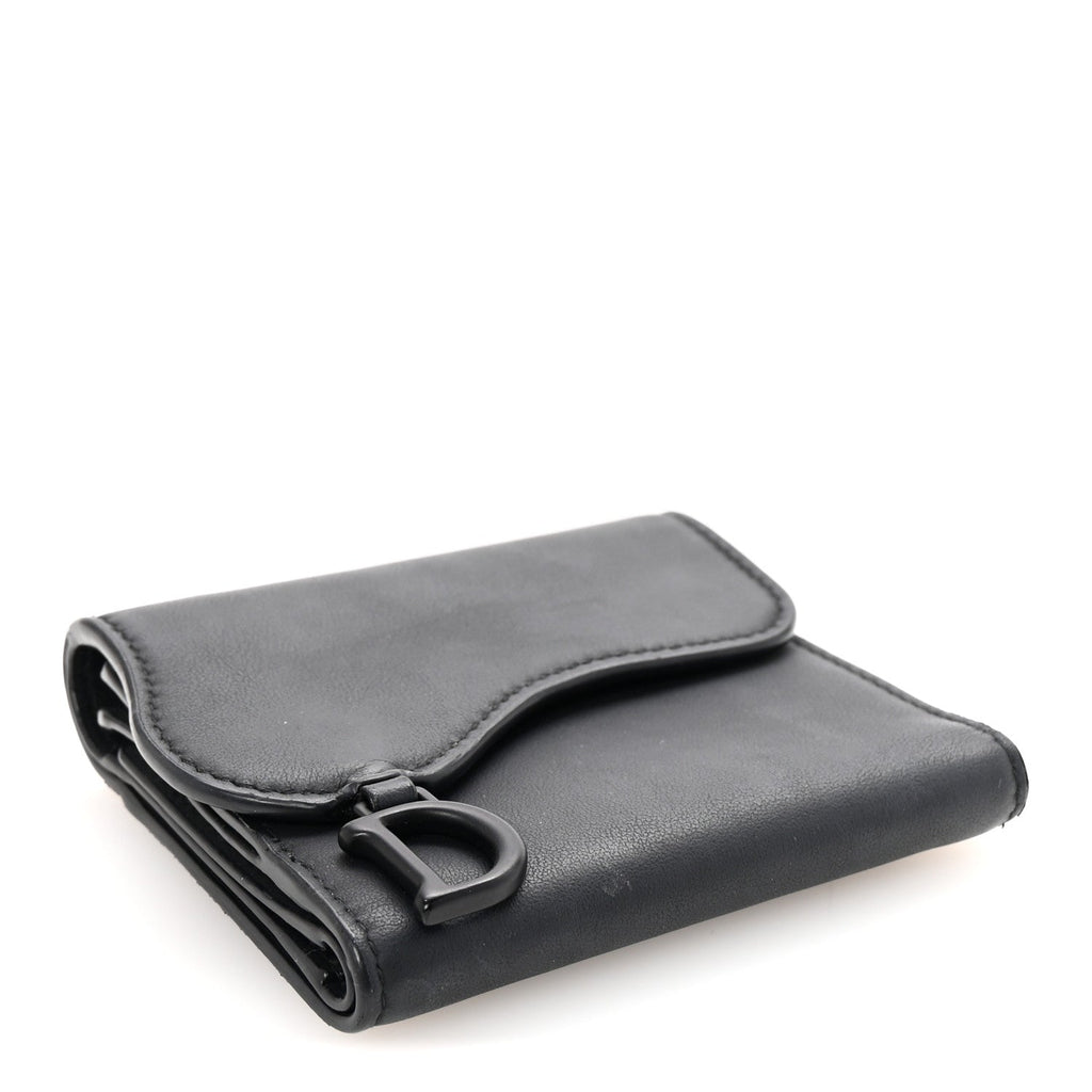 Ultra Matte Calfskin Saddle Lotus Wallet Black