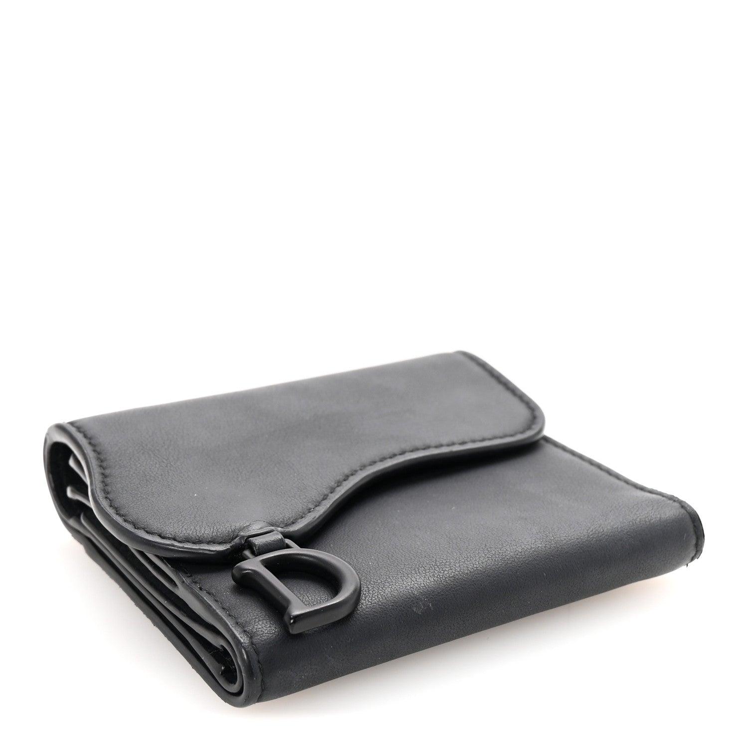 Ultra Matte Calfskin Saddle Lotus Wallet Black