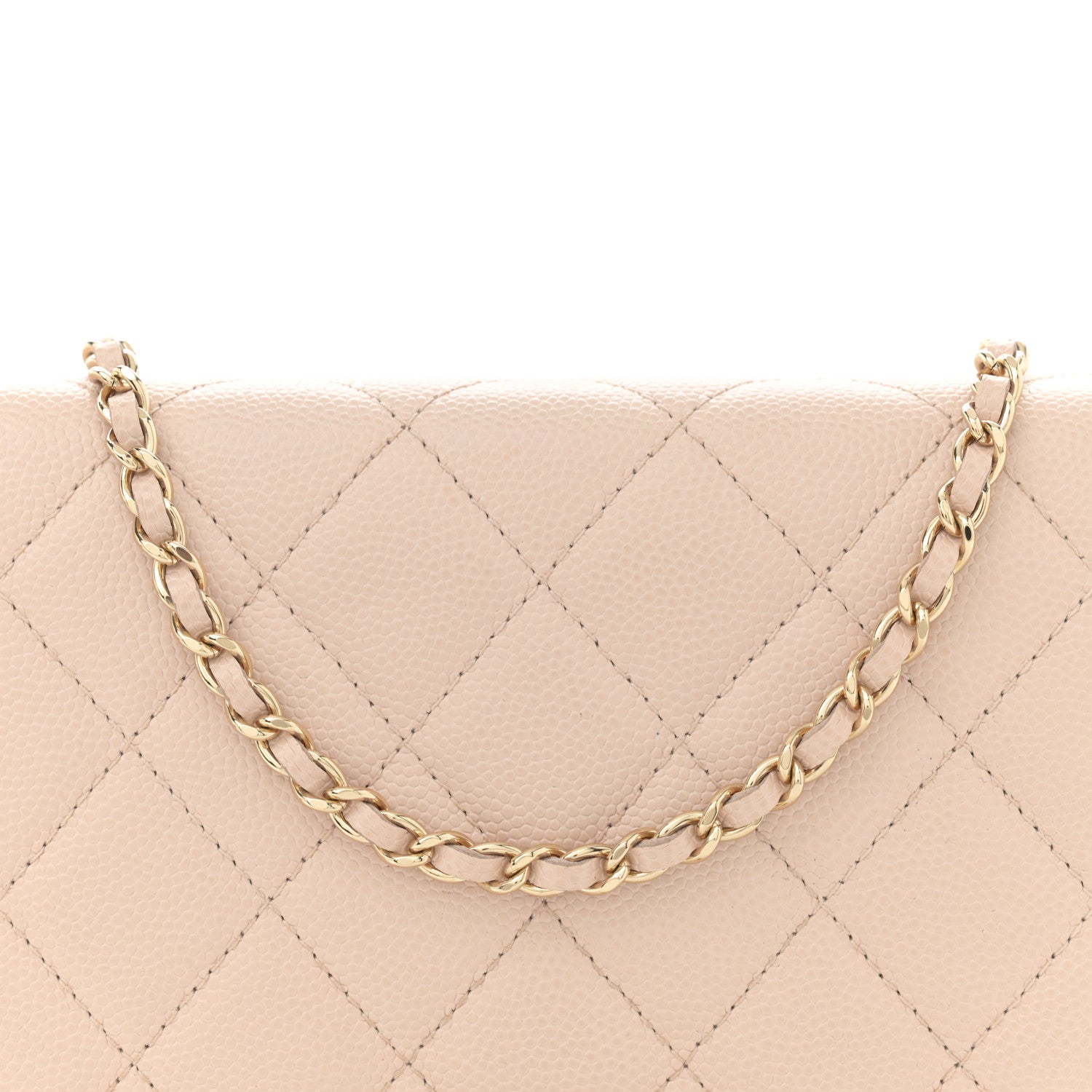 Caviar Quilted Golden Class Wallet On Chain WOC Light Beige