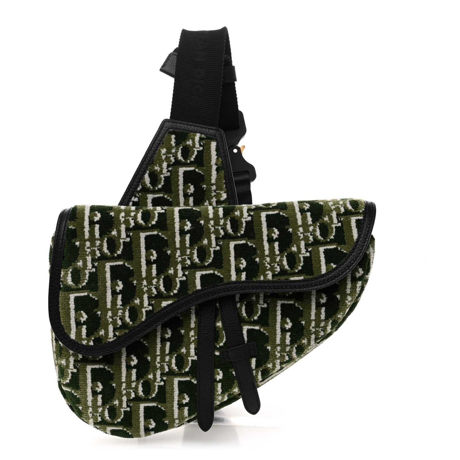 Velvet Oblique Mens Saddle Bag Black Green
