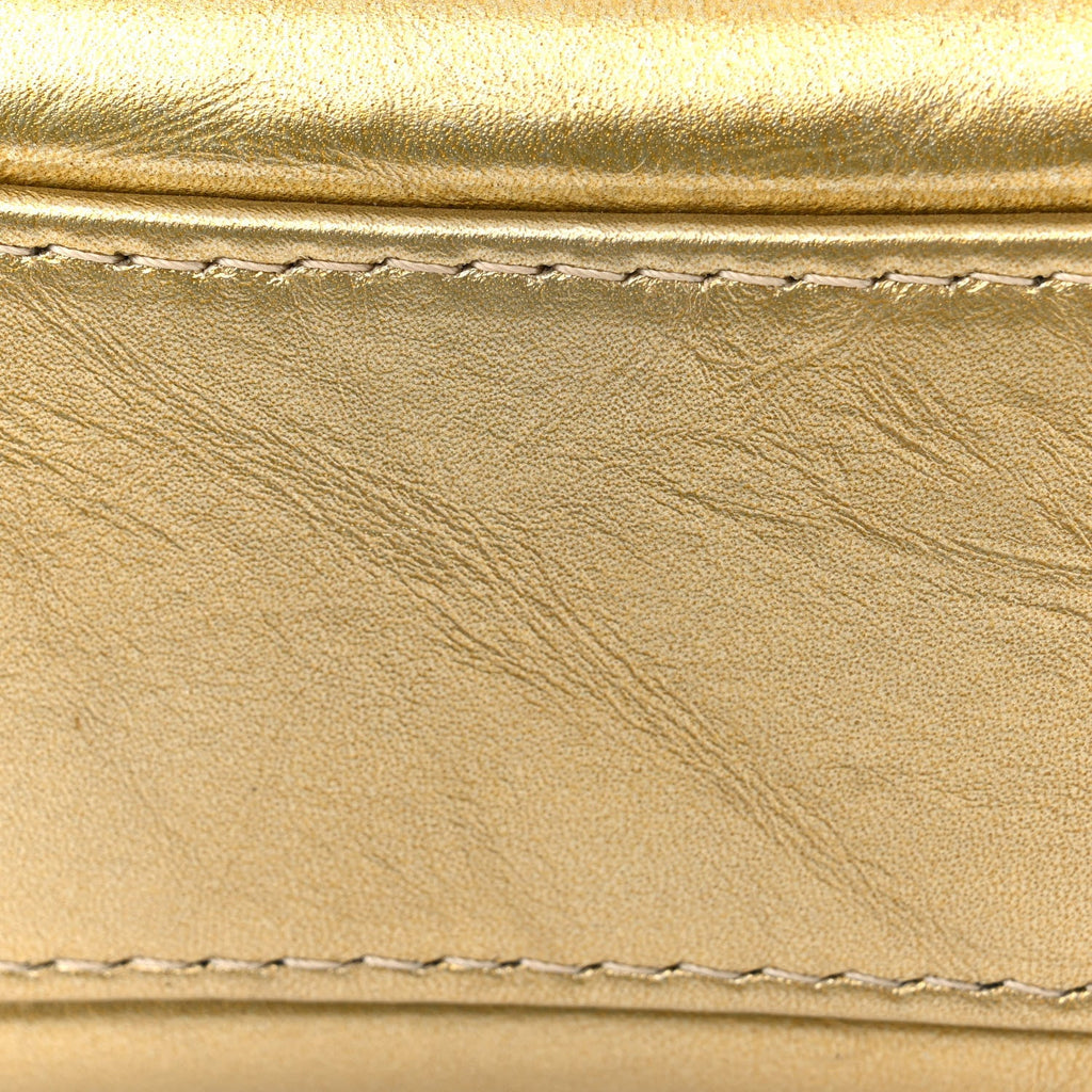 Metallic Aged Calfskin CC Quilted Small Gabrielle Hobo Gold