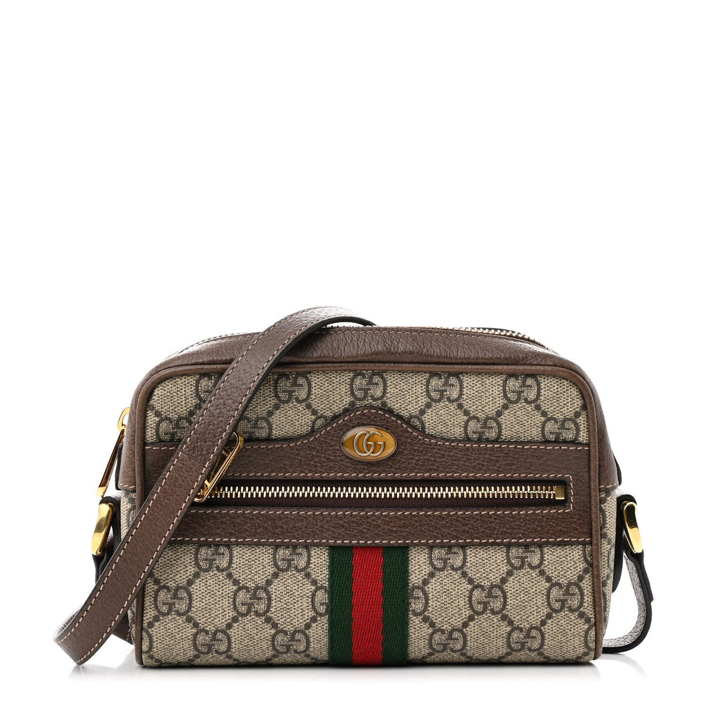 GG Supreme Monogram Web Mini Ophidia Shoulder Bag Brown