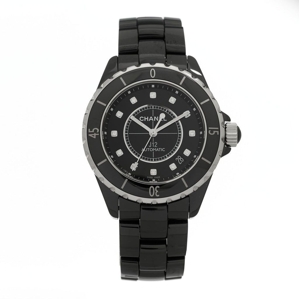 Stainless Steel Ceramic Diamond 38mm J12 Automatic Watch Black