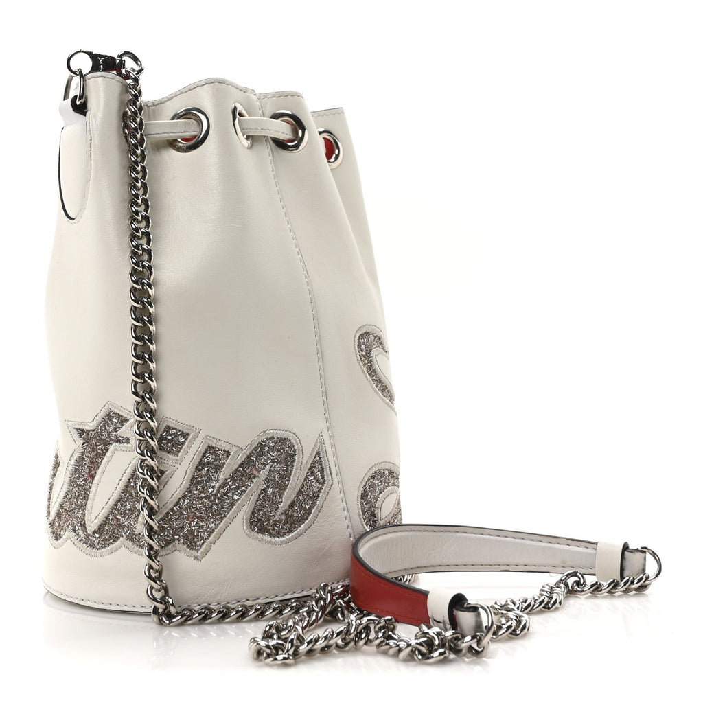 Calfskin Glitter Marie Jane Bucket White