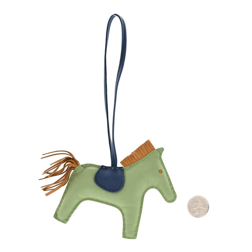 Milo Lambskin Grigri Rodeo Horse Bag Charm MM Vert Criquet Sesame Bleu De Malte
