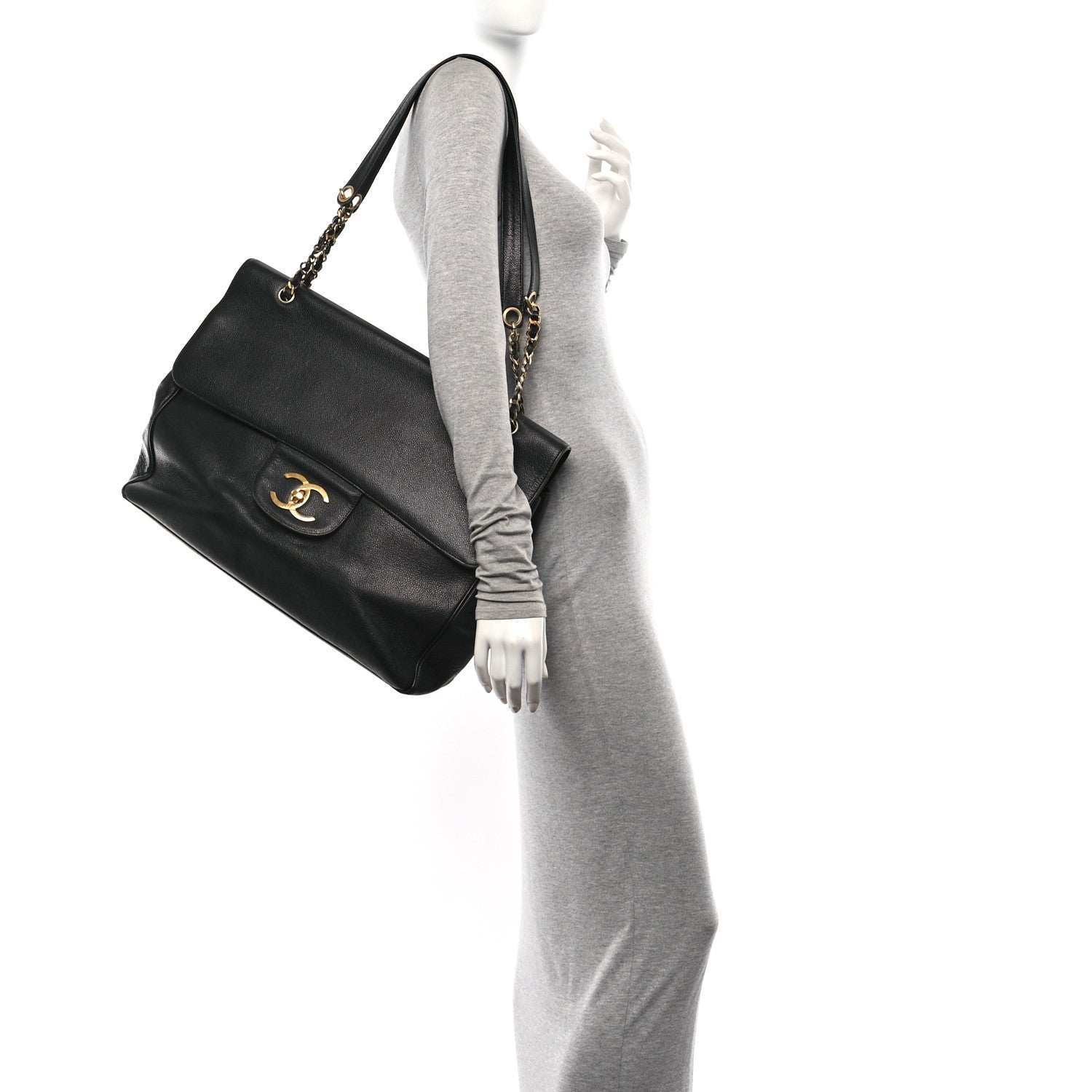Caviar Flap XL Shoulder Bag Black