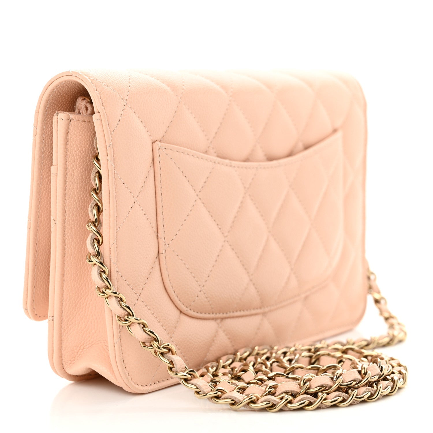 Caviar Quilted Wallet on Chain WOC Light Pink