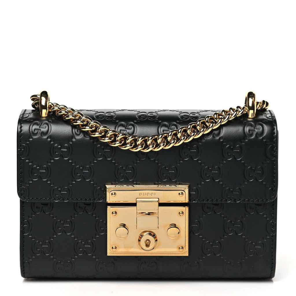 Guccissima Small Padlock Shoulder Bag Black